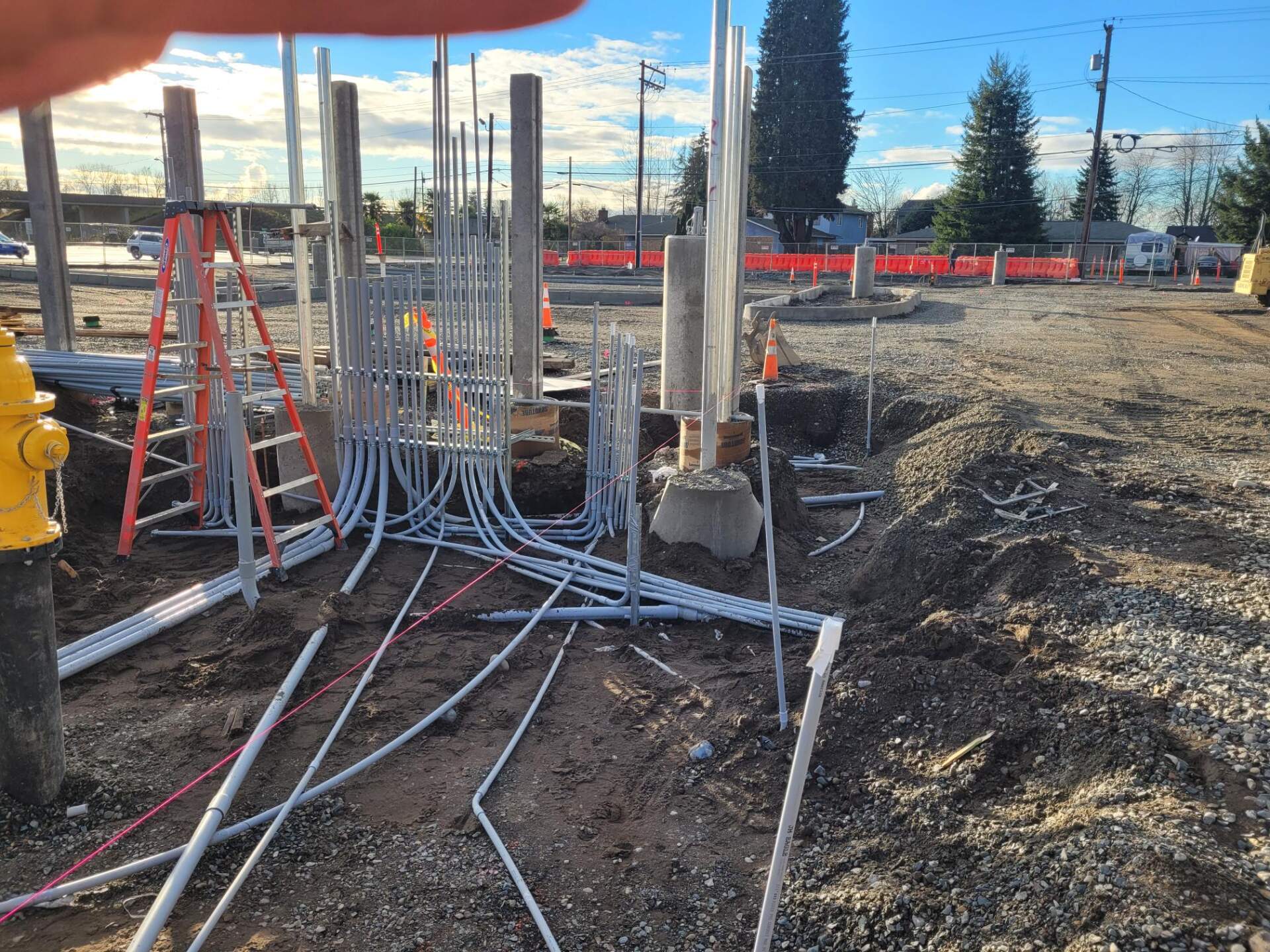 Electrical conduit being installed for a new commercial gate system